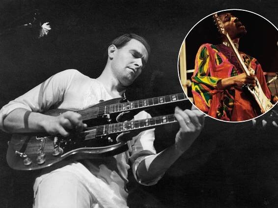 John McLaughlin [main], Jimi Hendrix [inset]