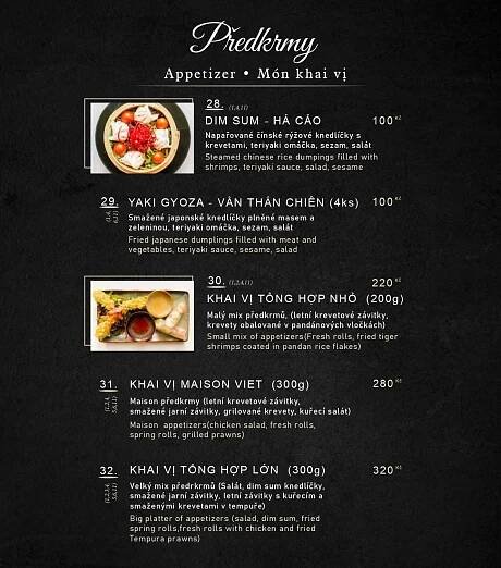 Maison Viet Olomouc - Menu