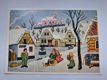 Veselé vánoce , Josef Lada - Nepoužitá pohlednice