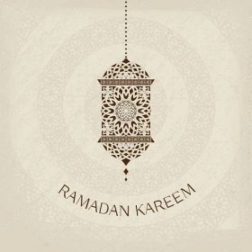 Stáhnout - Pohlednice z Ramadan Kareem v retro stylu. Vektorové pozadí s muslimským symbolem-tradiční Arabská Lucerna — Ilustrace