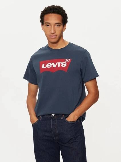 Levi's tričko z bavlny s s potiskem a logem - námořnická modrá velikost XL Velikost XL