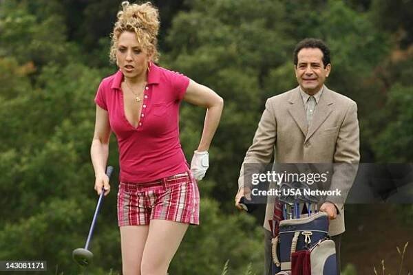 Mr. Monk Meets the Playboy" Episode 8-- Pictured: Bitty Schram as Sharona Fleming, Tony Shalhoub as Adrian Monk --