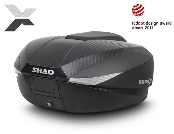SHAD SH58X (rozšiřitelný) horní kufr černý/karbon - ABMOTO.CZ