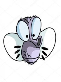 Stáhnout - Roztomilé malé kreslené létat hmyz v modré barvě s Velké falšovaný očima a vyčnívající nos — Ilustrace