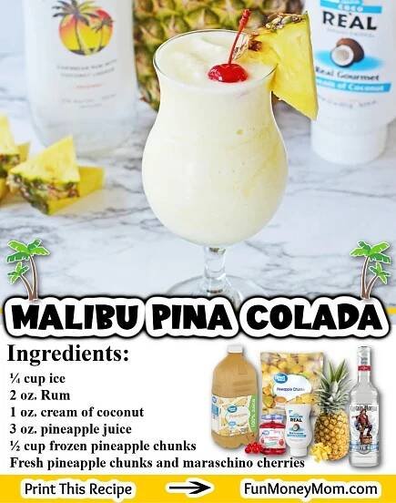 an advertisement for a pineapple drink with ingredients