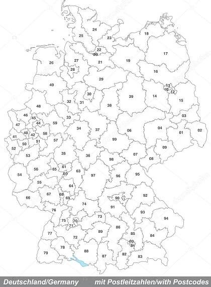 Mapa Německa s PSČ