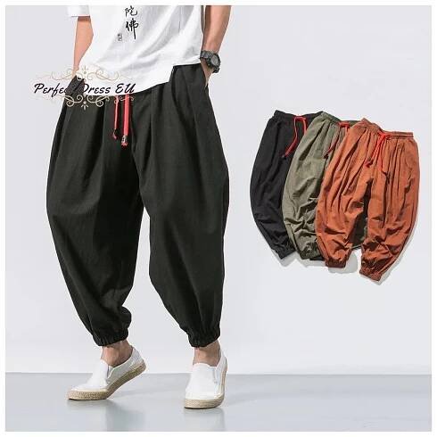 Pánské letní stylové kalhoty Harren's Baggy Wide-Legged Fashion Pohodlné kalhoty