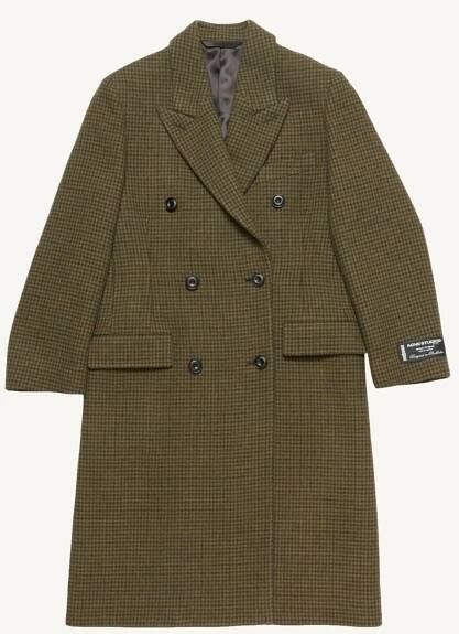 Khaki double-breasted wool coat