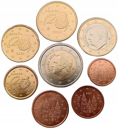 ŠPANĚLSKO SADA 8 MINCÍ 1 EURO CENT - 2 EURO 2020 KRÁL FILIP KOSTEL UNC