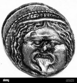 Many Etuscan cities minted their own coins including Populonia Stock Photo
