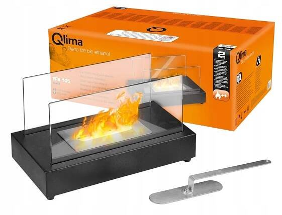VOLNĚ STOJÍCÍ BIOKRB NA STŮL DŮM TERASA BIOETHANOL ČERNÝ QLIMA FFB 105