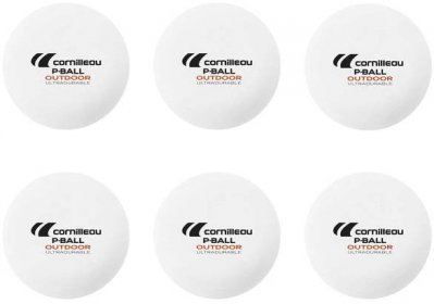 Cornilleau Loptičky na stolný tenis P-Ball Outdoor Ultradurable, biele, 6 kusov