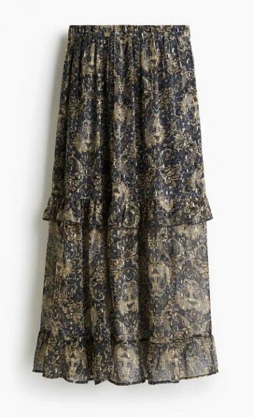 Šifonová sukně s volánky - Námořnická modř/vzor - ŽENY | H&M CZ 5