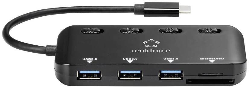 Renkforce RF-HUB-321 3 porty USB 3.0 hub se zabudovanou čtečkou SD karet černá