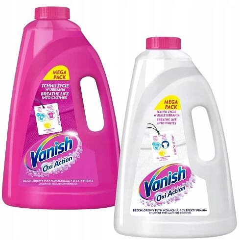 Vanish Oxi Action Odstraňovač skvrn Barva Tekutý Pink 3L + Krystalická Bílá 3L Druh tekuté