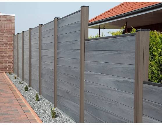 GroJaSolid Plotový panel bez sloupků čtvercový Stone Grey 180 x 180 cm