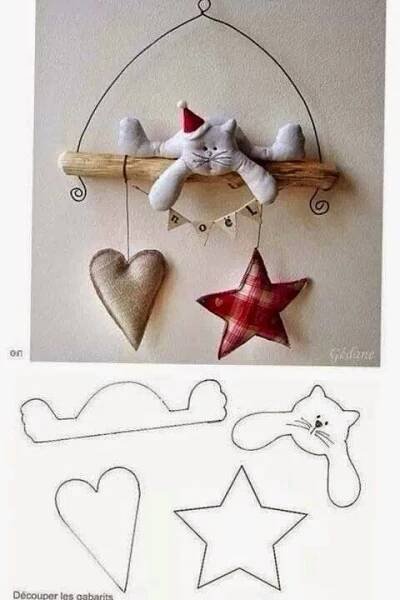 Molde Gatinho de Natal | Felt christmas ornaments, Christmas sewing, Xmas crafts