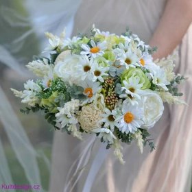 Svatební kytice Luční cream a korsáž