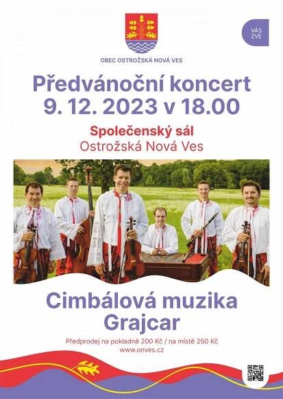 Předvánoční koncert cimbálové muziky Grajcar – Obec Ostrožská Nová Ves