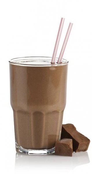 Chocolate milk shake smoothie on white background