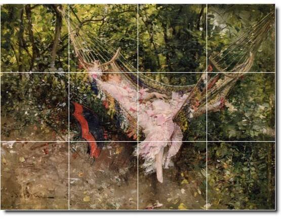 giovanni boldini garden painting ceramic tile mural p00648