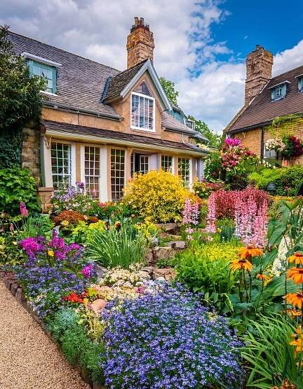 Front of house wildflower cottage garden