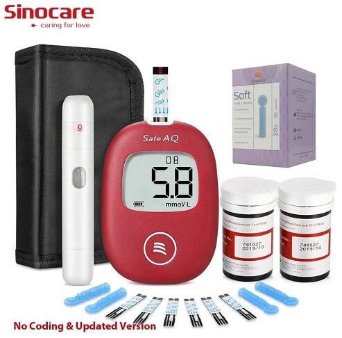 Sinocare Sada na testování diabetu Krevní glukózový test s 50 proužky/lancetou bez kódu pro bezpečné AQ Smart + sáček zdarma – koupit za nízké ceny na marketplace Joom