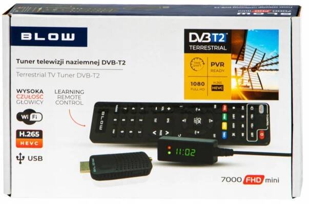 DIGITÁLNÍ TV TUNER DVB-T2 H.265 HEVC HDMI DEKODÉR HD POZEMNÍ TELEVIZE Model TUNER CYFROWY 7000FHD mini DVBT-2 H.265 HEVC