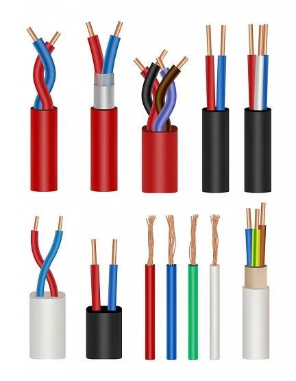 Sada vektorových ikon elektrických kabelů — Ilustrace