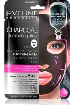 Pleťová maska Eveline Cosmetics Charcoal Illuminating Ritual super hydratační čisticí textilní maska 1 ks