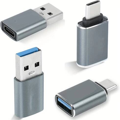 4pcs USB to USB C Adapter, 2*Type C Female to A Male Charger Converter & 2 * USB C Male to USB 3.0 Female OTG Adapter, for iPhone 15 Pro *, for