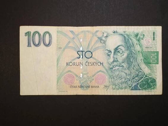 Bankovka 100 Kč, rok 1993 - Vzácná první série A 01!!!!