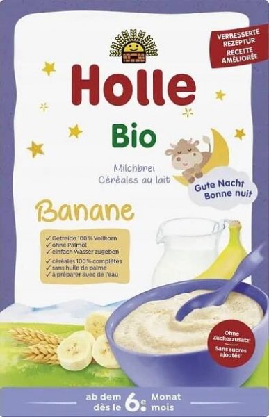 Mléčně banánová celozrnná kaše bez přidaných cukrů od 6. měsíce bio