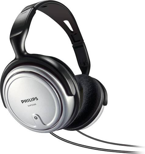 Philips Pokojová kabelová TV sluchátka SHP2500/10, Kabel, 15 - 22000 Hz, Hudba, 909 g, Sluchátka, Černá, Stříbrná