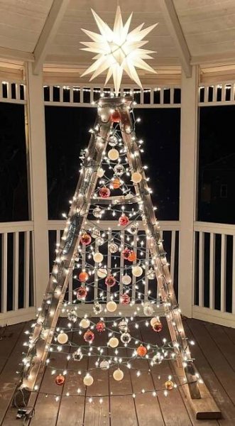 a decorated christmas tree with lights on it