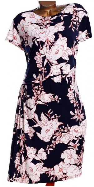 Dámské modro-bílé květované podzimní šaty / Marks & Spencer / XXXXL (50/52) / na štítku vel. UK 24 / ANGLIE