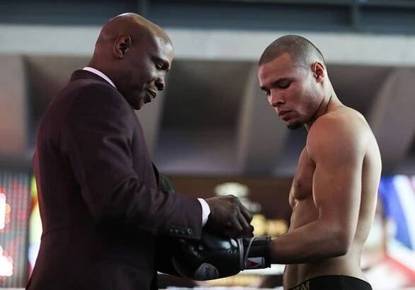 Chris Eubank Jr with his father during a work out