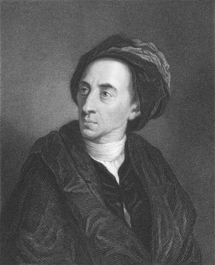 Engraving of Alexander Pope in a coat and turban