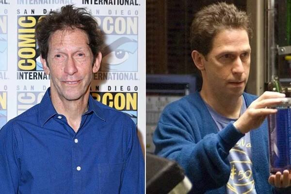 Split photo of Tim Blake Nelson at San Diego Comic-Con and in 2006 The Hulk
