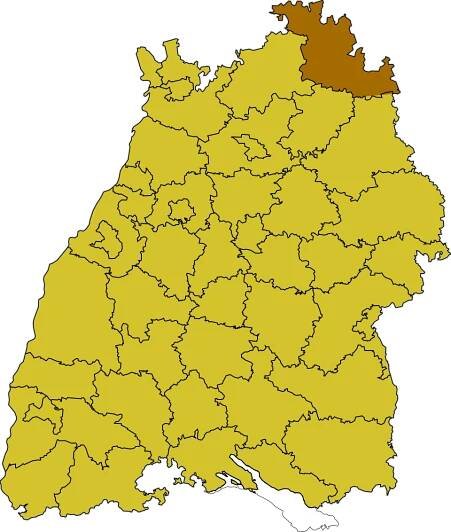 Poloha okresu na mape Bádenska-Württemberska