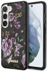 Originální pouzdro GUESS - hardcase Flower Collection GUHCS23SHCFWSK pro Samsung Galaxy S23 černé