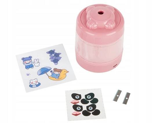 Baterie. Elektrické ořezávátko na tužky a pastelky USB růžové 7