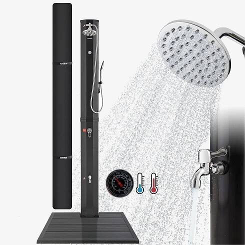 Solární sprcha 60L černá + základní deska antracitová