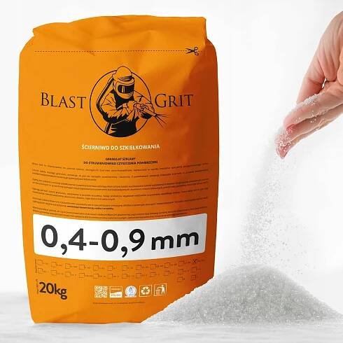 Sklo na pískování 0,4 - 0,9 mm 20kg Atest PZH ABRAZIVO NA PÍSKOVIŠTĚ