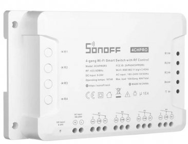 Dálkově ovládané relé Sonoff 4CHPRO R3 (Wifi, 433MHz, 250VAC/30VDC 10A)