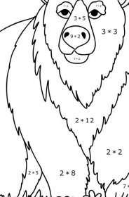 Omalovánka Medvěd Hnědý V Asii - Matematická Omalovánka - Násobení pro děti