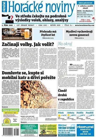 Časopis Horácké Noviny Pátek 5. 10. 2018 č. 074