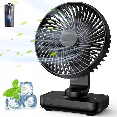 KANCELÁŘSKÝ VENTILÁTOR MINI STOLNÍ VĚTRÁK AKUMULÁTOR BEZDRÁTOVÝ 5000 mAh Stav balení originální