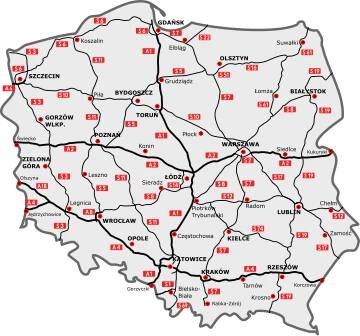 Mapa všech hotových, stavěných i plánovaných úseků dálnic (silně) a rychlostních silnic (slabě)
