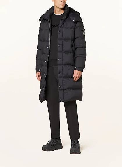 MONCLER Péřový kabát MISONET s odnímatelnou kapucí ČERNÁ